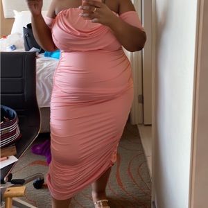 Pink strapless dress, very soft material baby pink worn once